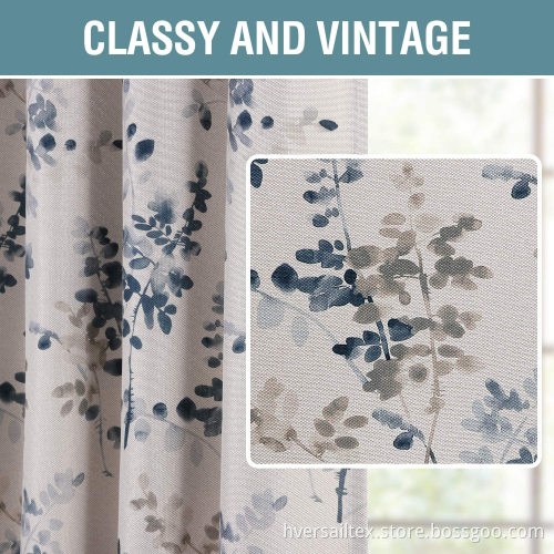 Classical Ink Painting Floral Printed Curtain Drapes